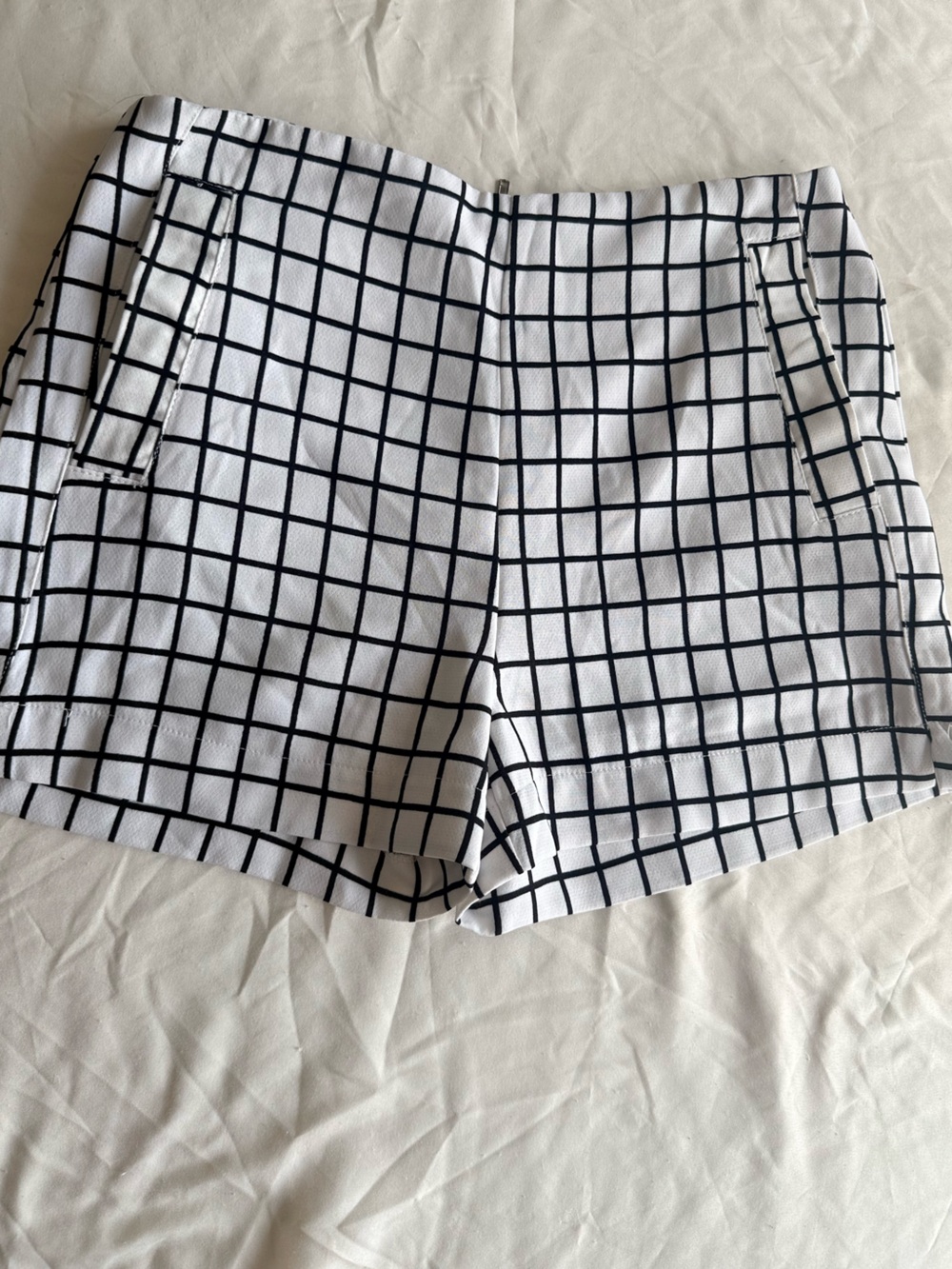 Sophie Rue White Grid Print Shorts